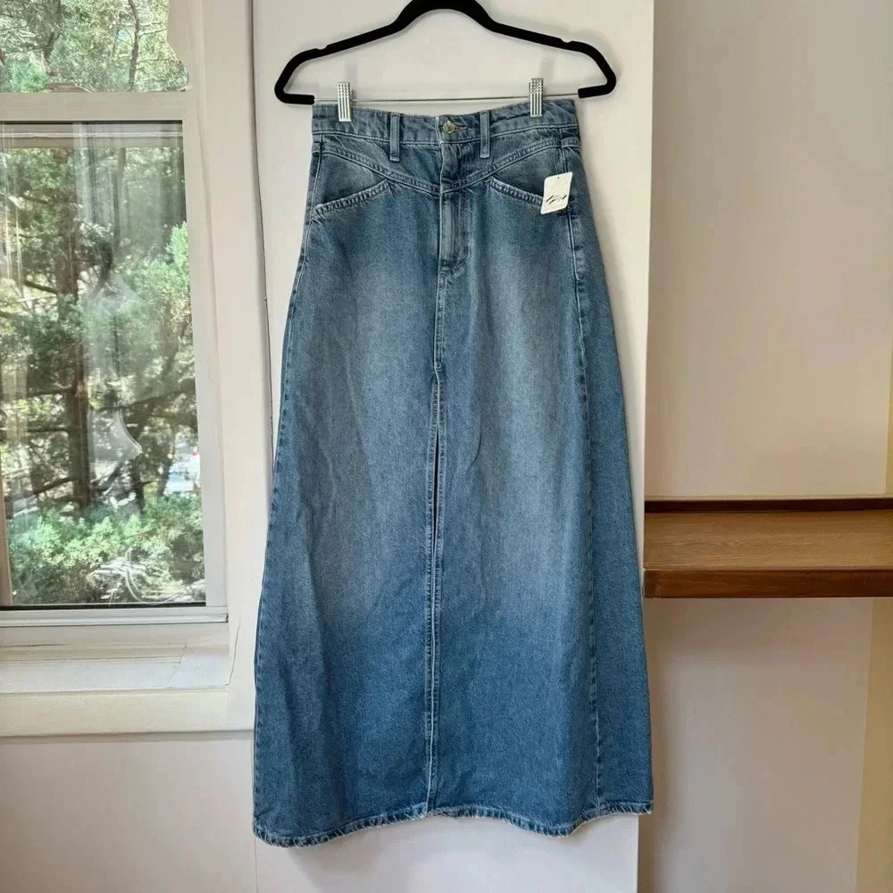 NWT Free People Come As You Are Denim Maxi Skirt - Picture 10 of 15